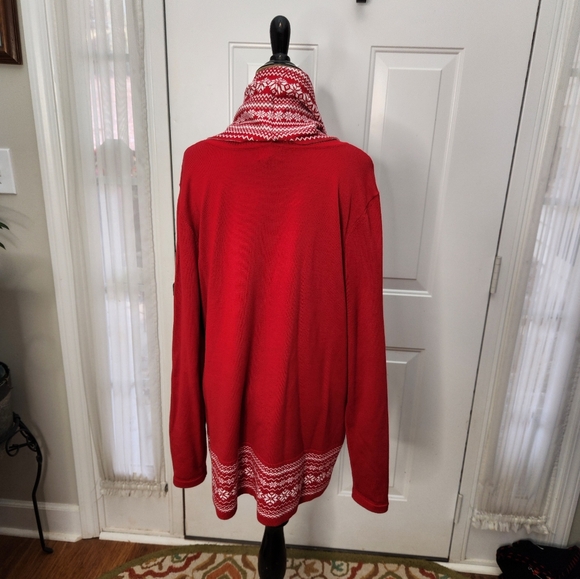 Kim Rogers Red and White Pull Over and Detachable Scarf Size XXL Plus - Picture 3 of 7